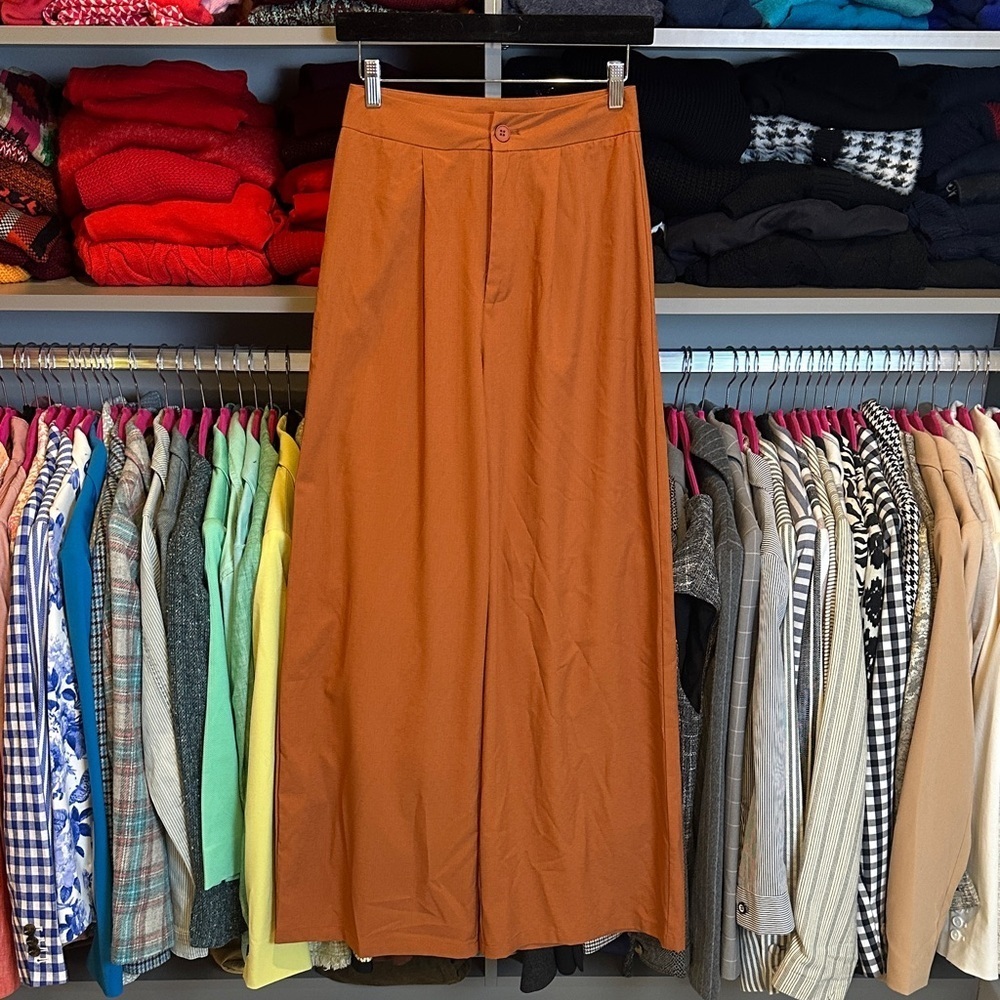 Cider terracotta high rise wide leg pants size XS